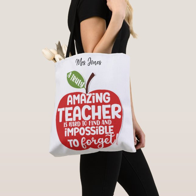 Tote Bag Pomme rouge Grand coeur pour former des petits esp (De près)