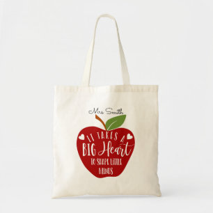 Tote Bag Pomme rouge vif ça prend un grand coeur