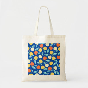 Tote Bag Pommes feuilles, arrière - plan bleu, motif transp