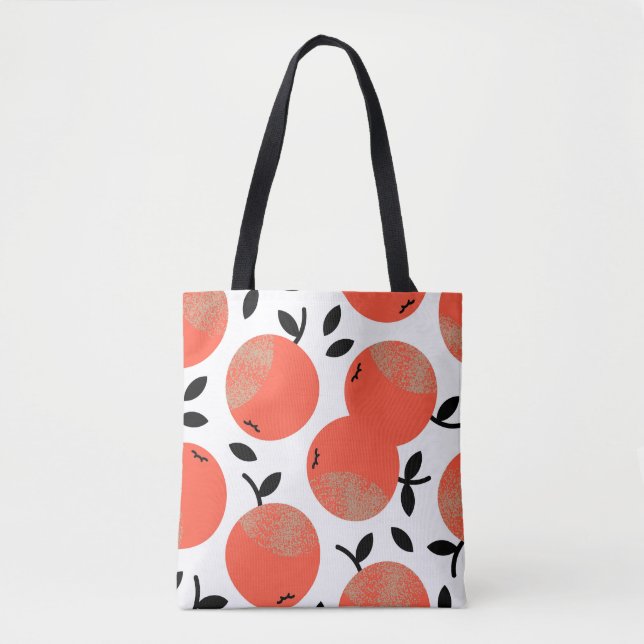 Tote Bag Pommes rouges : Motif texturé doré. (Devant)