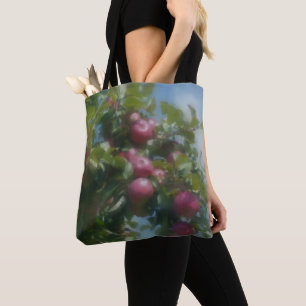 Tote Bag Pommes Rouges Sur La Peinture Photo D'Arbre