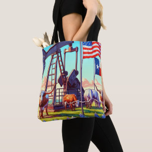 Tote Bag Pompe à huile et bovins Longhorn au Texas