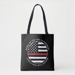 Tote Bag Pompier personnalisé Mince Red Line USA Drapeau