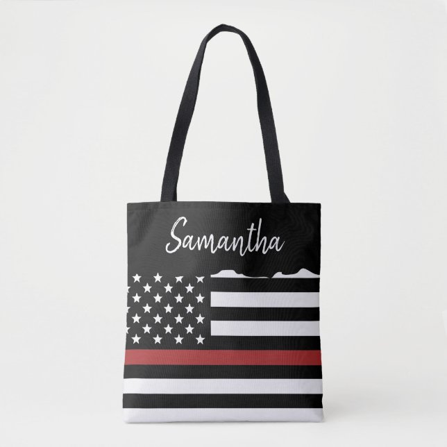 Tote Bag Pompier personnalisé Mince Secourt incendie de lig (Devant)