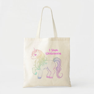 Tote Bag Poney de licorne coloré par arc-en-ciel mignon de