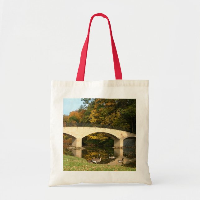 Tote Bag Pont Rainbow à l'automne au Grove City College (Devant)
