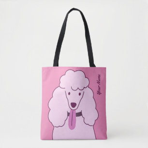 Tote Bag Poodé rose de texte personnalisé