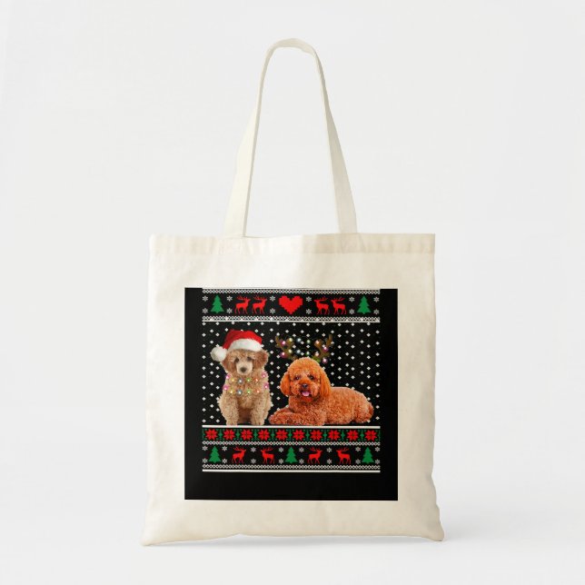 Tote Bag Poodle Chien de Noël Chien Léger Chandail moche 30 (Devant)