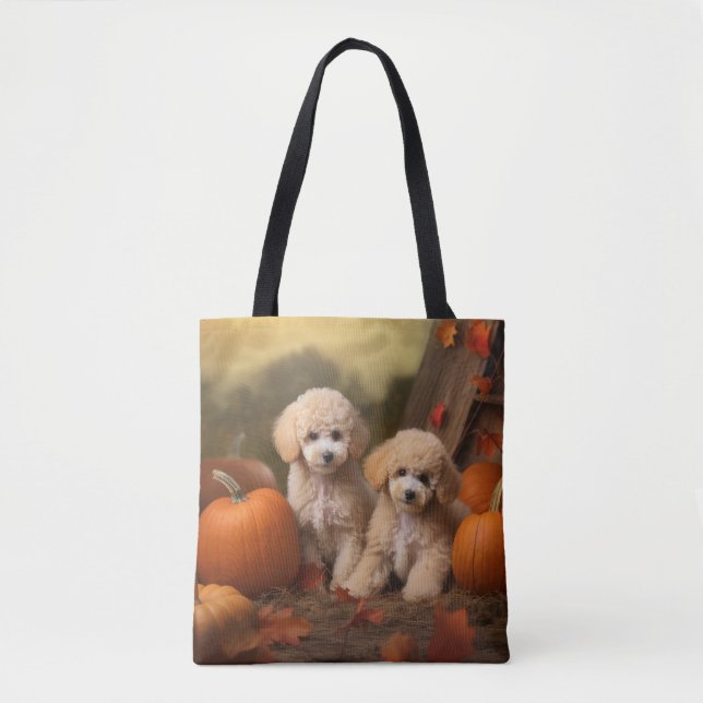 Tote Bag Poodle Chiot Automne Citrouille délice (Devant)
