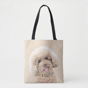 Tote Bag Poodle Miniature Toy Apricot Crème Chien Brown Art