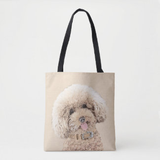 Tote Bag Poodle Miniature Toy Apricot Crème Chien Brown Art