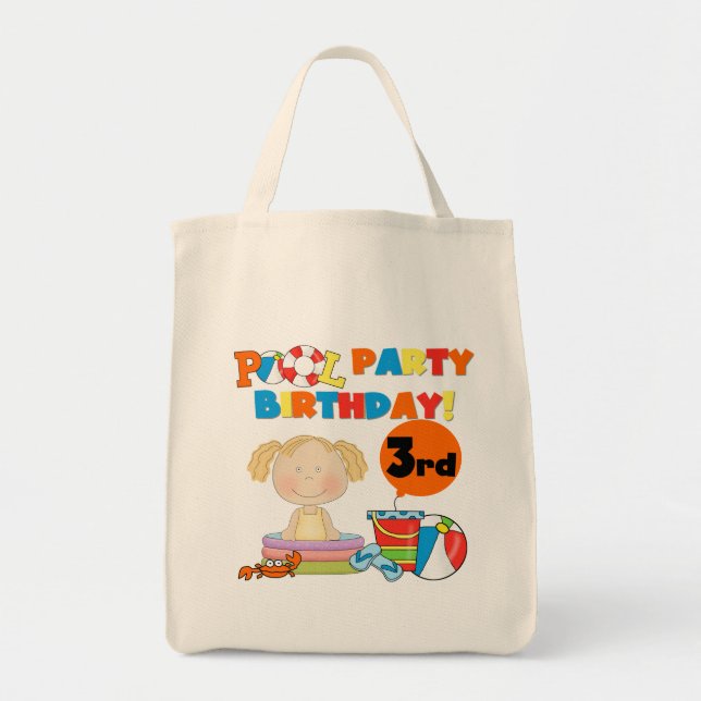 Tote Bag Pool Party 3e anniversaire T-shirts et cadeaux (Devant)