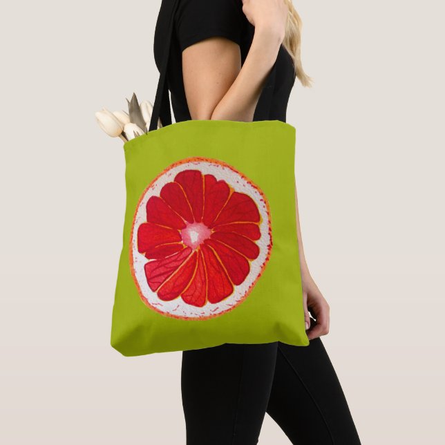 Tote Bag Pop art agrumes pink pamplemousse original (De près)
