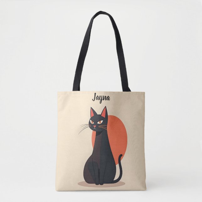 Tote Bag Pop Art Black Cat Orange Sun (Devant)
