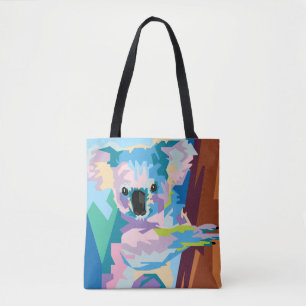 Tote Bag Pop Art coloré Koala Portrait