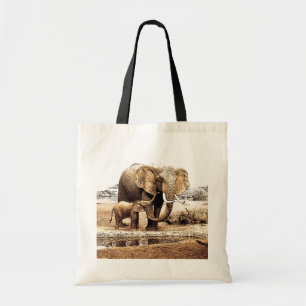 Tote Bag Pop Art Elephant Famille Maman Bébé
