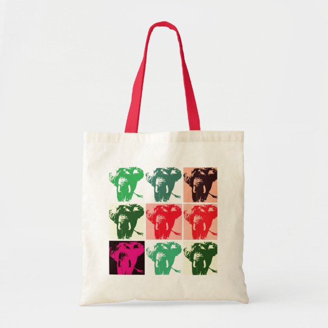 Tote Bag Pop Art Elephant Retro (Devant)