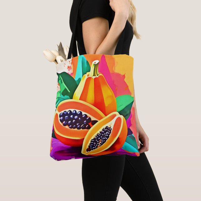 Tote Bag Pop Art Papaya découpé (De près)