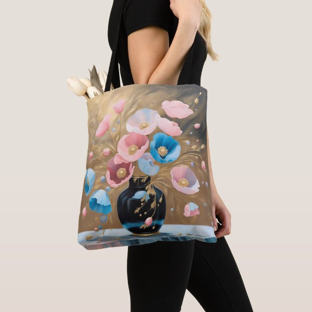 Tote Bag Poppies Dans Vase Noir (De près)