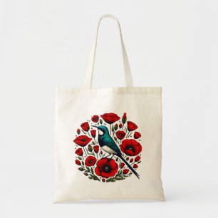 Tote Bag Poppies de fleurs de pavot rouge Sunbird Abstrait