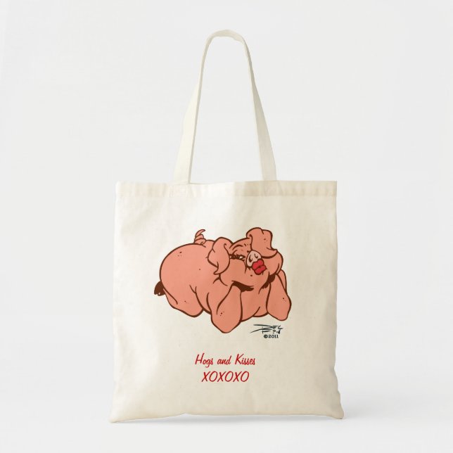 Tote Bag Porcs et baisers XOXOXO (Devant)