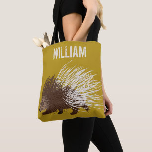 Tote Bag Porcupine Brown et moutarde personnalisée