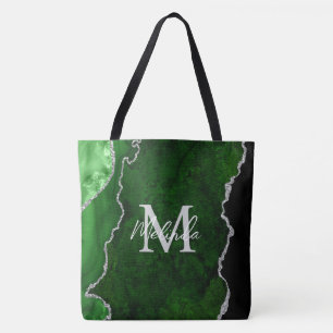 Tote Bag Porte en marbre vert et argent