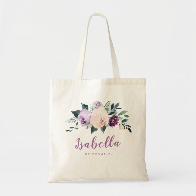 Tote Bag Porte-mère personnalisée violet botanique en fleur (Devant)