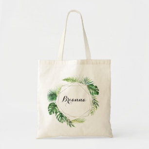 Tote Bag Porte-mère verte tropicale de destination géométri