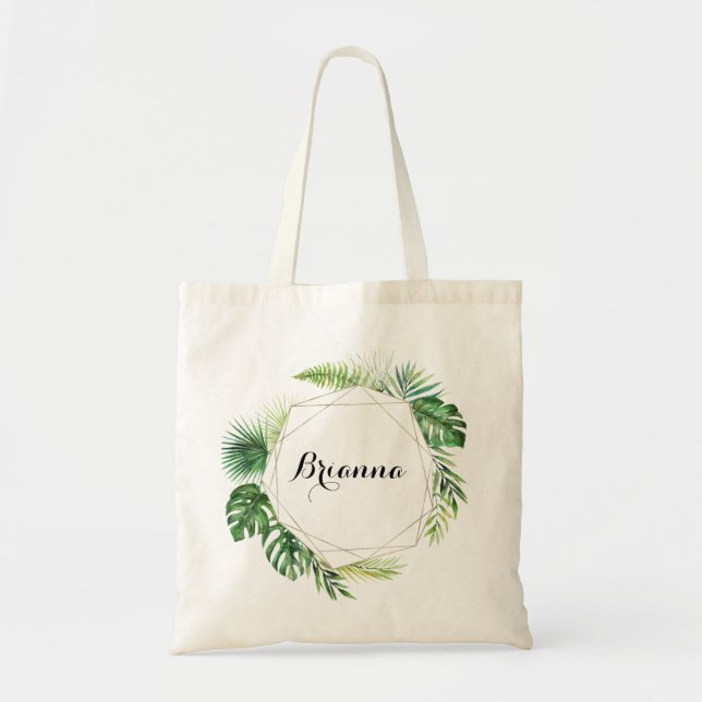 Tote Bag Porte-mère verte tropicale de destination géométri (Devant)