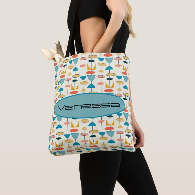 Tote Bag Porte-monnaie moderne géométrique, Mod, Rétro, Mi- (De près)