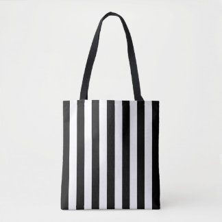 Tote Bag Porte-monnaie rayé noir et blanc, bandes verticale