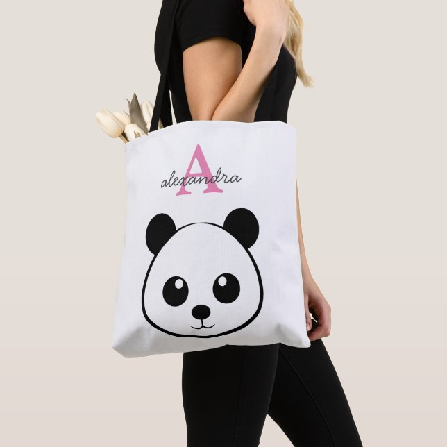 Tote Bag Porte-panda coutume Monogramme (De près)