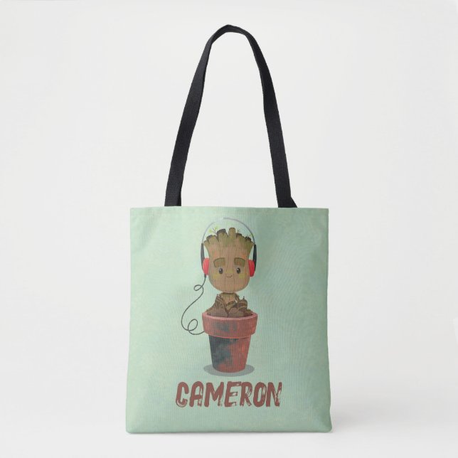 Tote Bag Porter un casque Groot (Devant)