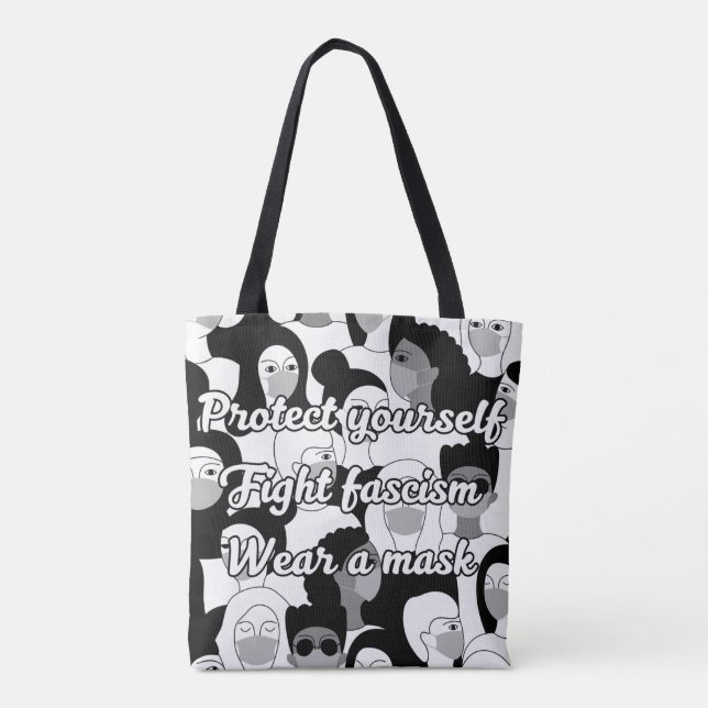Tote Bag Porter un masque de style noir et blanc (Dos)