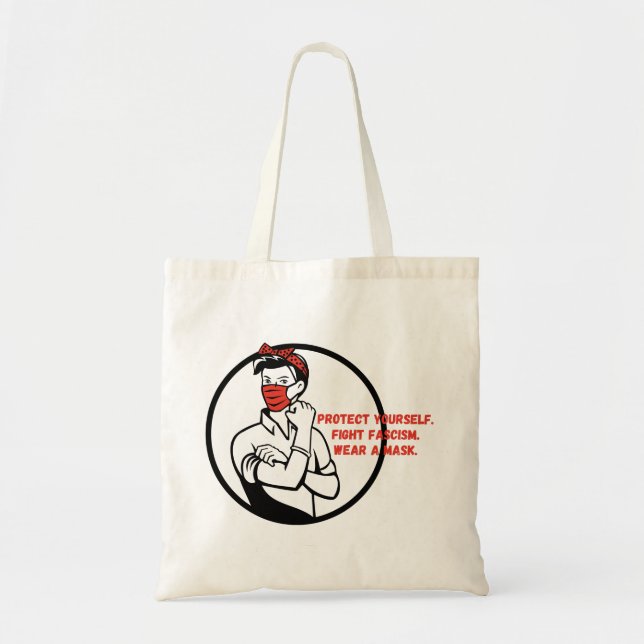 Tote Bag Porter un modèle de Riveter Masque (Devant)