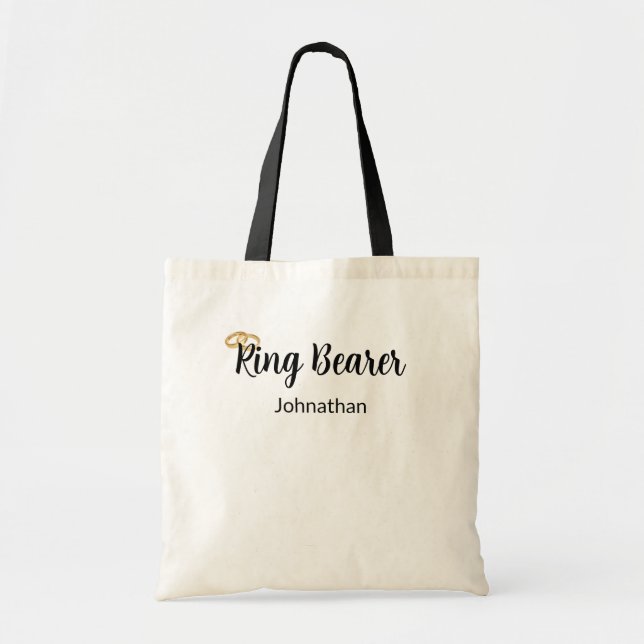 Tote Bag Porteur Script Mariage Or Cercles Nom du garçon (Devant)