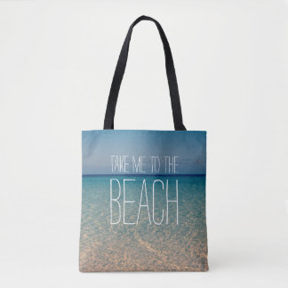 Tote Bag Portez-moi au sable d'océan de ciel bleu d'eau de