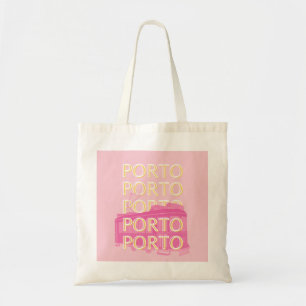 Tote Bag Porto Travel Art, Portugal, Rose, Preppy
