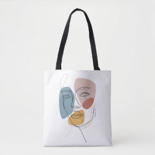 Tote Bag Portrait Abstrait minimaliste à une ligne