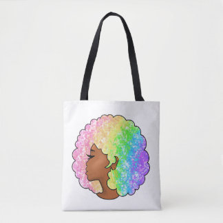 Tote Bag Portrait Afro Arc-en-ciel Pastel Bouclé Rétro Groo