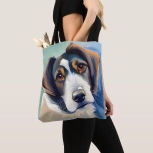 Tote Bag Portrait Croquis de chien mignon