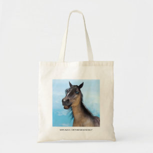 Tote Bag Portrait d'art humoristique de cheval souriant