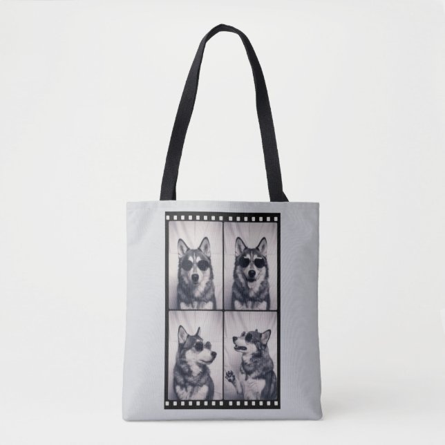 Tote Bag Portrait de chien Husky (Devant)