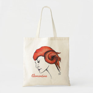 Tote Bag Portrait de femme aux cheveux orange mandarine Pop