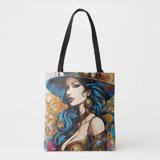 Tote Bag Portrait de femme, style steampunk