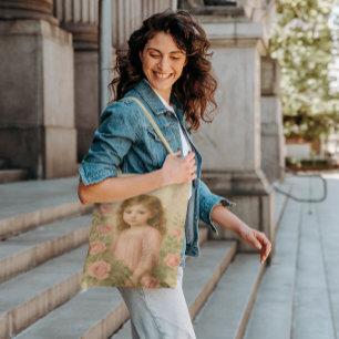 Tote Bag Portrait de fille Rose vintage