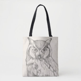 Tote Bag Portrait de hibou - croquis