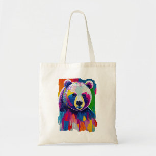 Tote Bag Portrait d'ours coloré