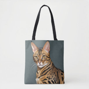 Tote Bag Portrait dynamique de chat Bengal avec des taches